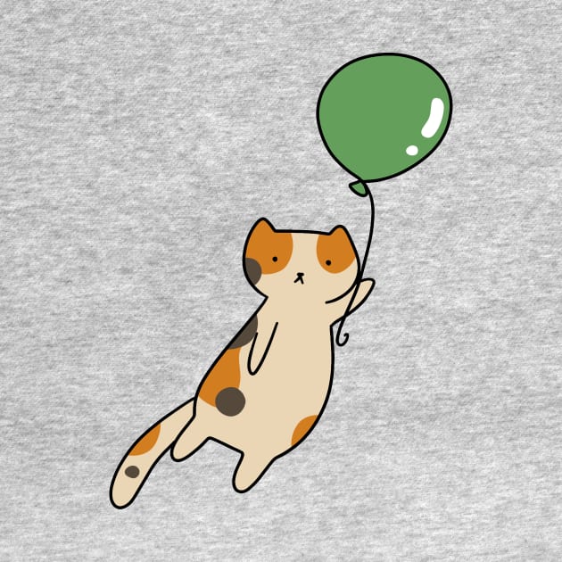 Green Balloon Calico Cat by saradaboru